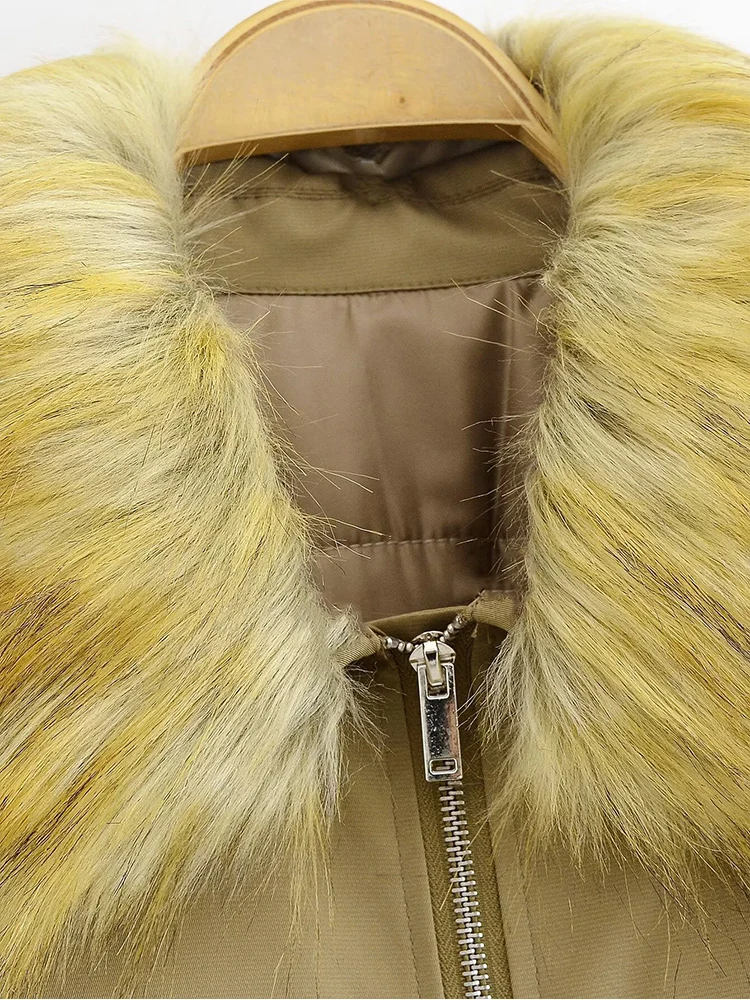 Nuevo abrigo informal elegante y versátil de estilo europeo para mujer con cuello de piel desmontable.