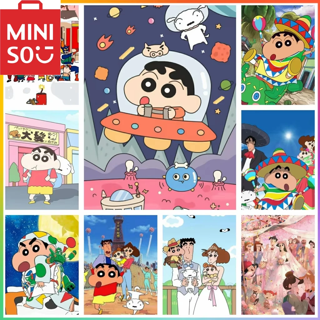 Crayon Shin chan lindo Anime 5D DIY cuadrado y redondo conjunto de pintura de diamante bordado de cruz mosaico arte para adultos decoración del hogar