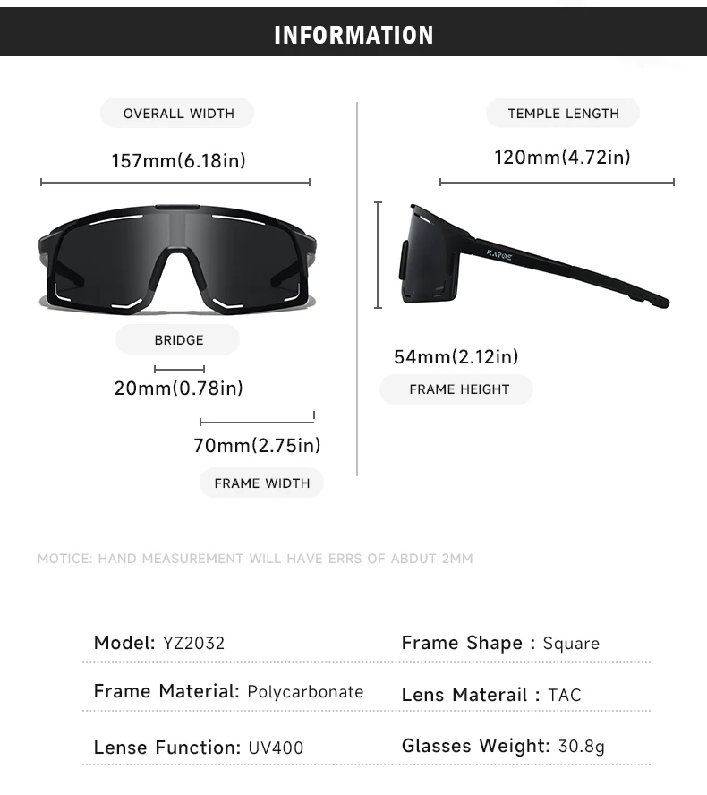KAROS Ultraleichte, polarisierte UV400-Linse, Sportbrille, Laufen, Fahren, Allwetter, mit Box – Detail 8