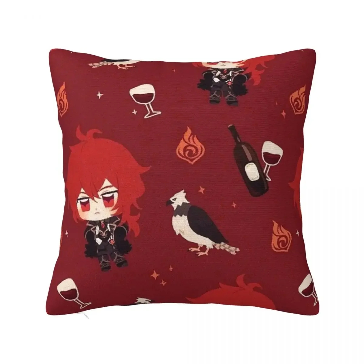 Diluc Genshin Impact Pillowcase Printed Fabric Cushion Cover Decorations Game Pillow Case Cover Seat Dropshipping 40*40cm