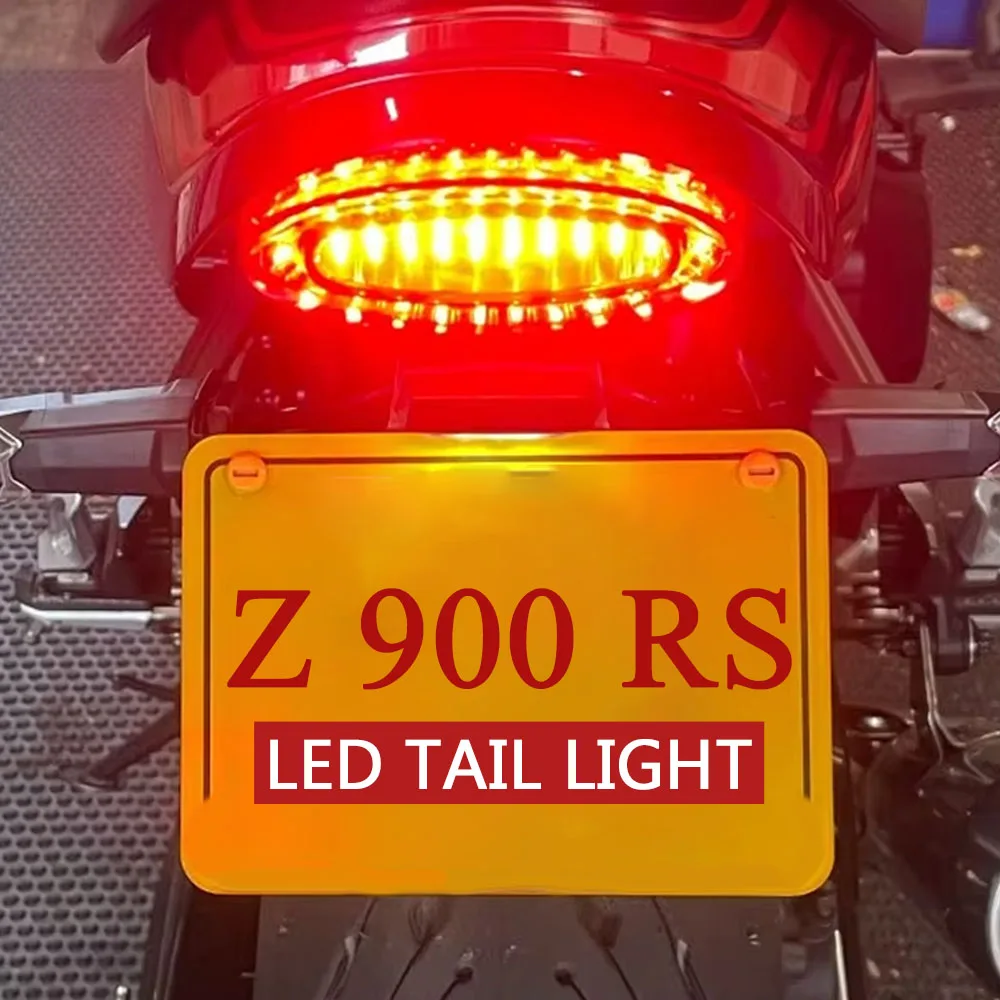 

Motorcycle LED Light Smoke/Red Lens Brake Tail Light License Plate Rear Lamp For Kawasaki Z900RS Z900 RS Z 900 RS Cafe 2018-2024