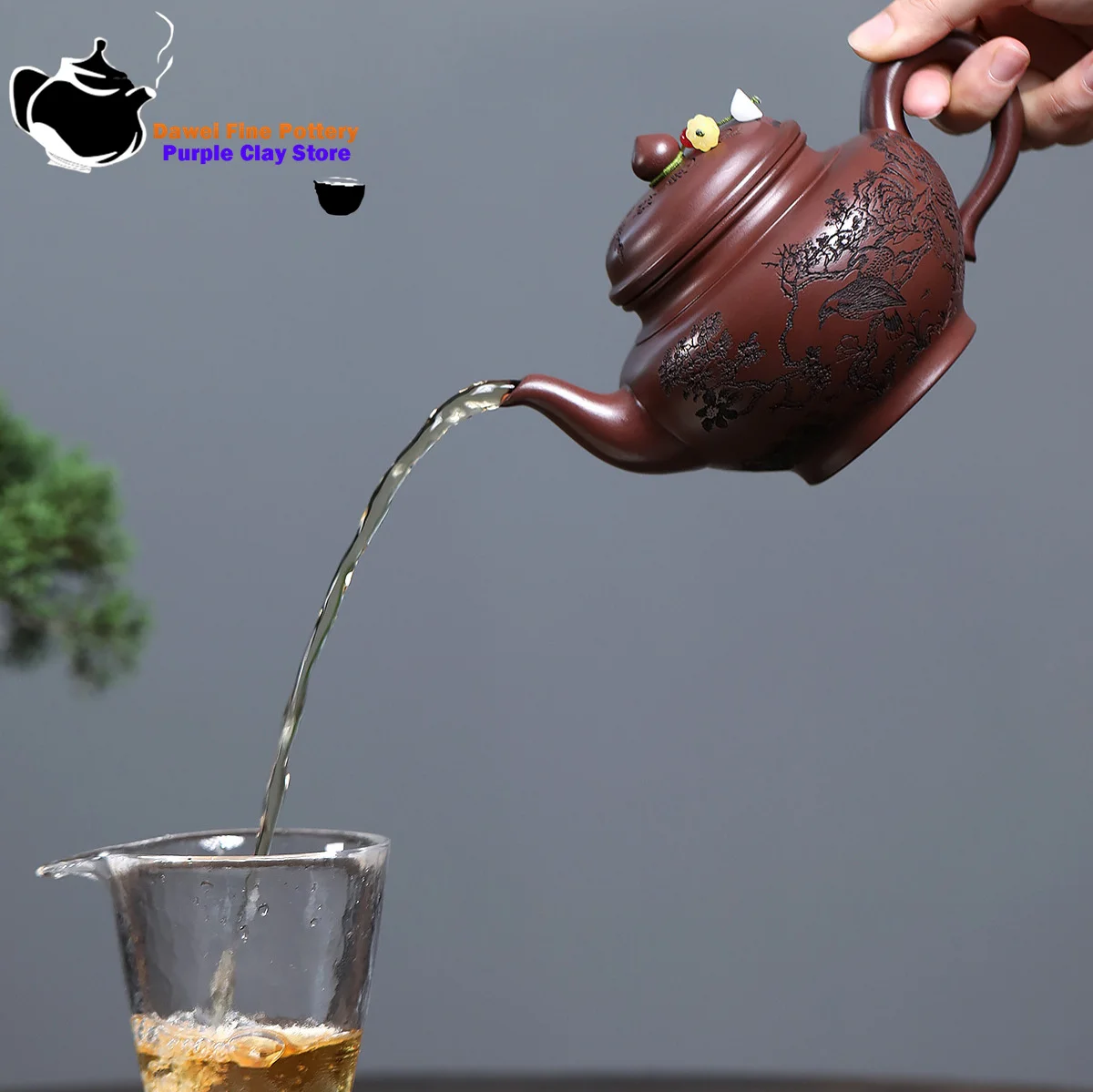 Yixing purple clay teapot, original ore, purple clay, cherry blossom teapot, Kung Fu tea set, Chinese teapot, health pot
