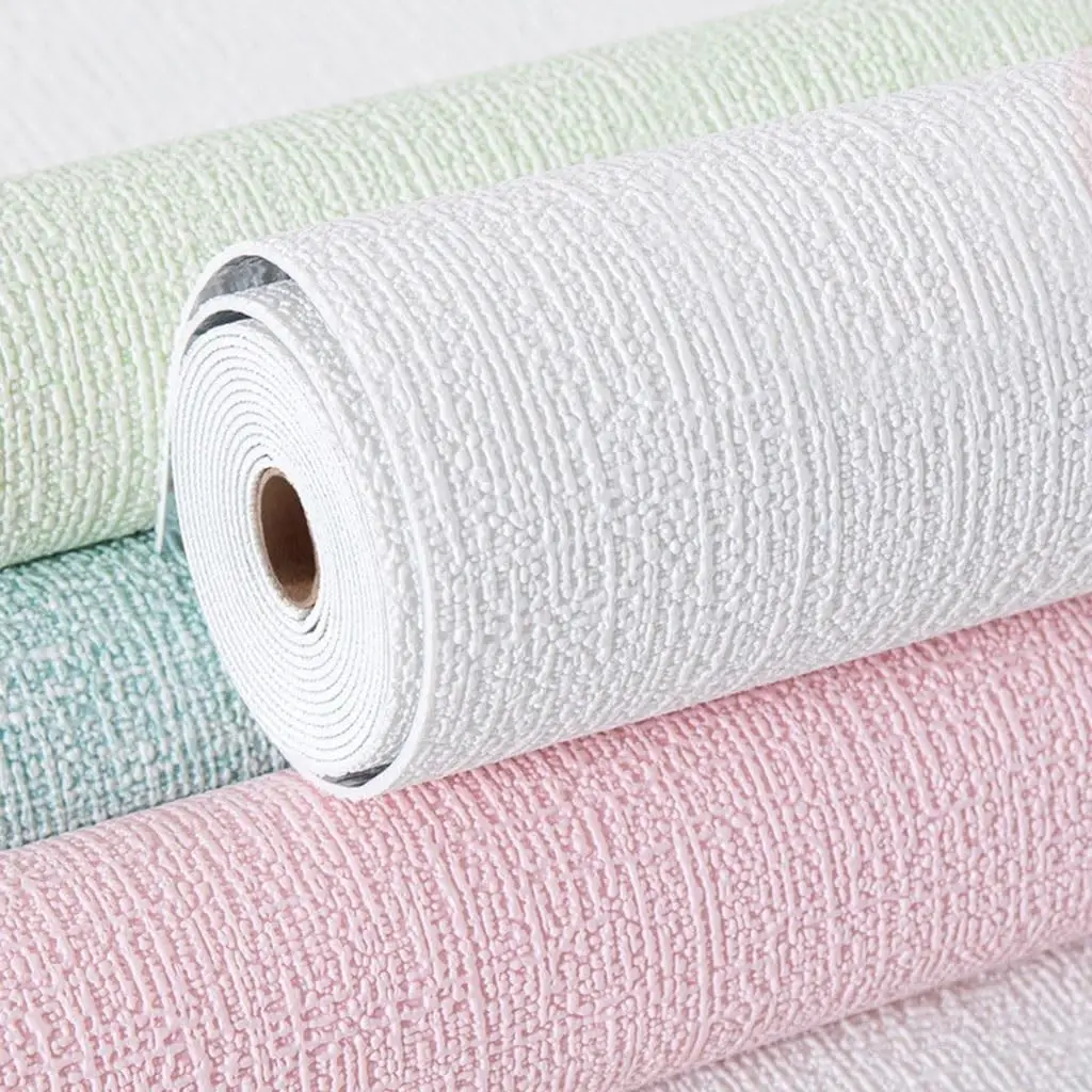 3D Linen Texture Wallpaper Colorful Moisture-proof Thickened Wall Sticker Home Decor Living Room Dorm Decor Waterproof Wallpaper