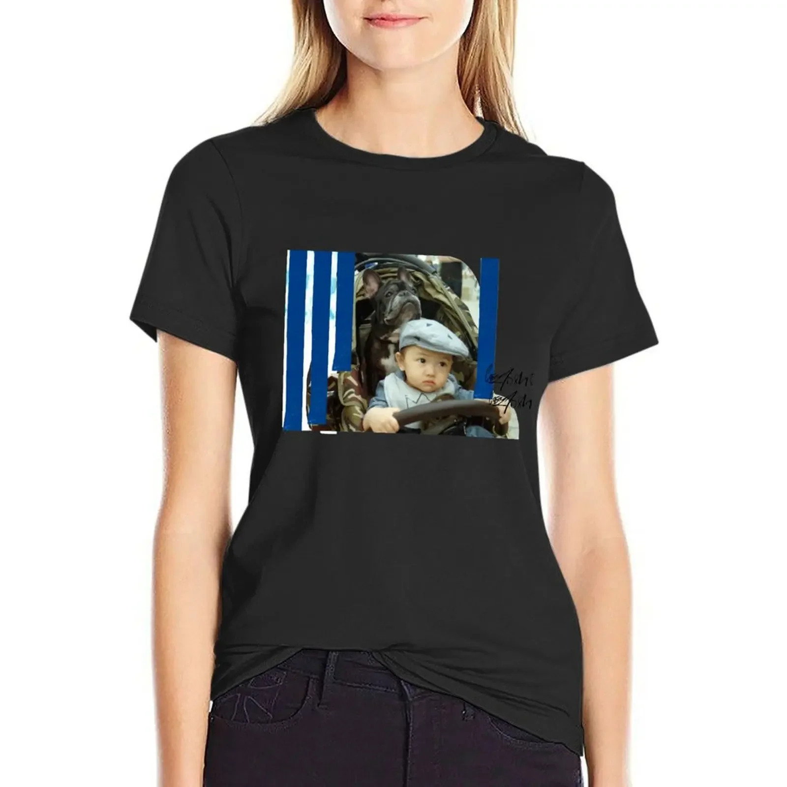

Tokyo baby and dog T-Shirt animal print plus sizes shirts graphic tees t shirts for Women loose fit