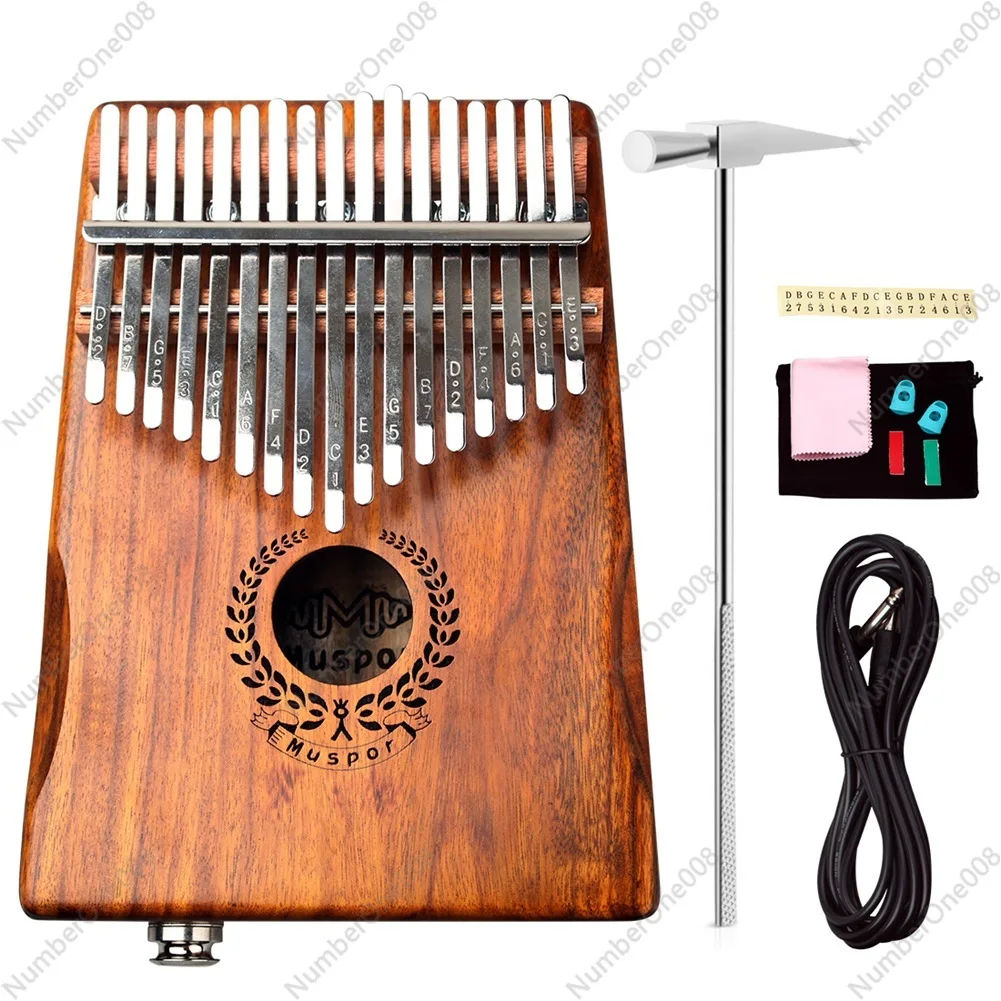 

17-tone Electric Box Thumb Piano EQ Leaflet Acacia Kalimba Finger Piano, Free Bag + Audio Cable