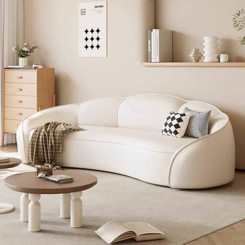 

Cream Style Curved Living Room Sofas Cloud Couch Furniture Minimalist Cheap Home Sofa Technology Leather And Velvet Optional