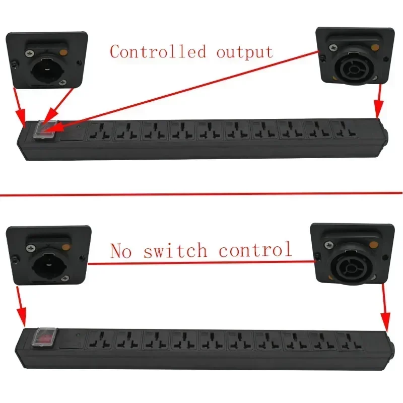 PDU power board 2-9AC16A universal socket SAC3MPX SAC3FPX input and output, with surge protection switch control