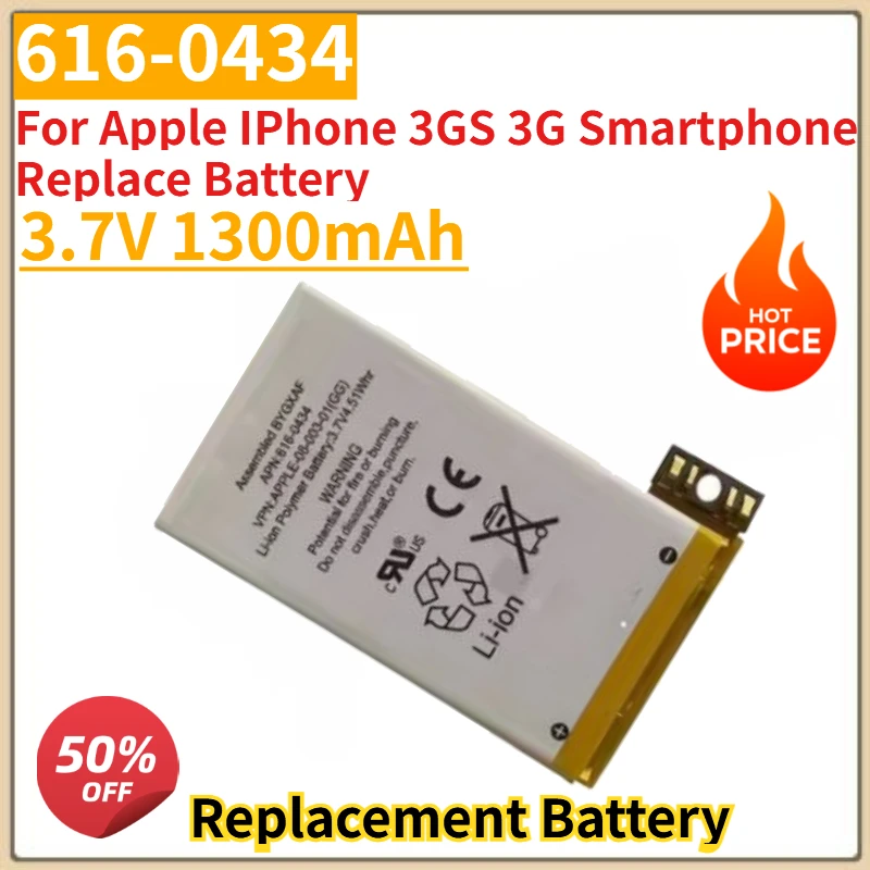 High Quality New 616-0434 Replacement Battery 3.7V 1300mAh For Apple IPhone 3GS 3G Smartphone Replace Battery