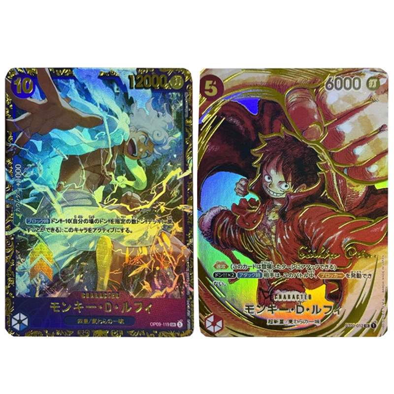 

Набор из 2 шт. (1 пара) коллекционных карточек One Piece Nika Monkey D. Luffy для самостоятельного изготовления, цветные, с эффектом мерцания, аниме-игра, подарок, игрушка, 63*88 мм
