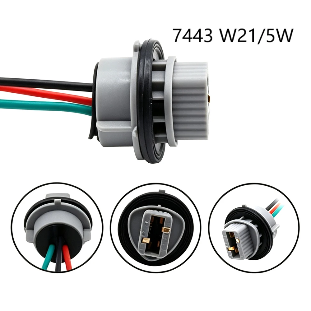 2Pcs T20 7443 W21/5W Bulb Holder Car Brake Light Socket Adapter Base Female Plug Connector Wiring Harness Accessories