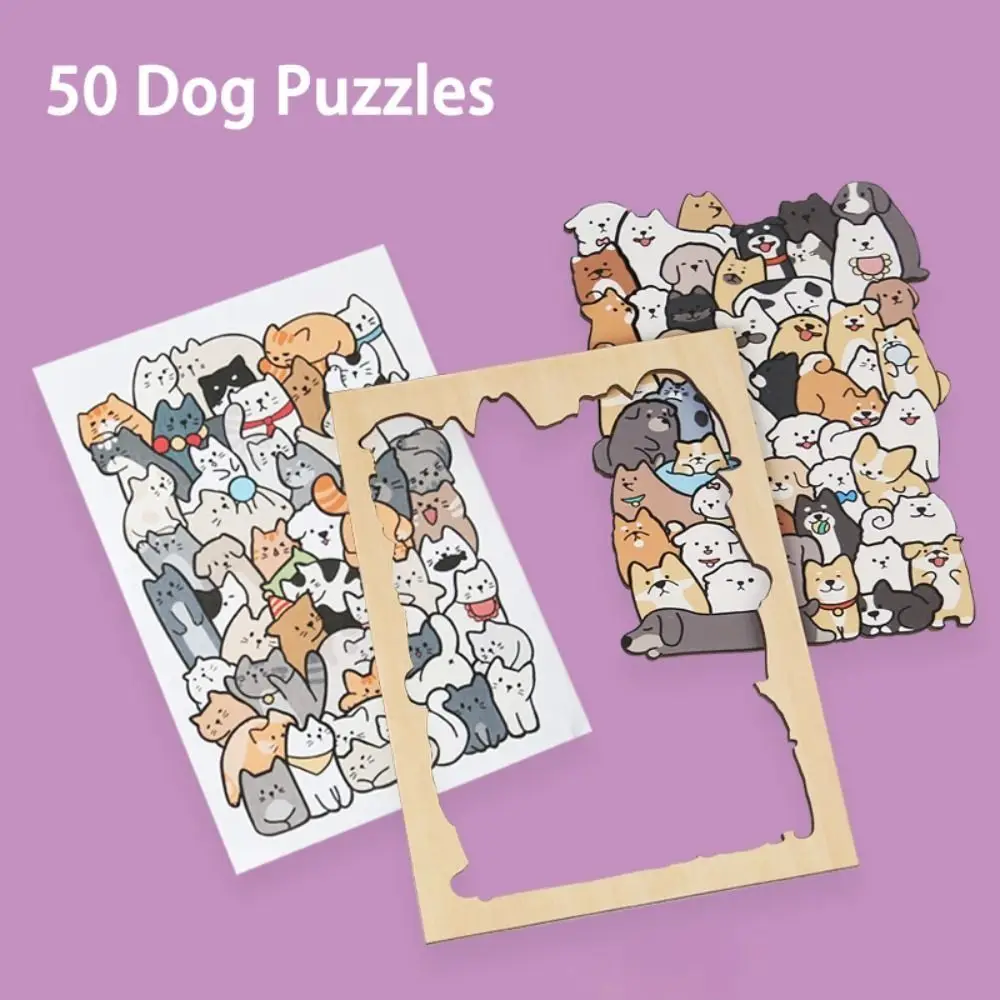 

Creative Irregular Shaped Animal Jigsaw Puzzles Wooden Cat Cartoon Shape Puzzles Dog Panda Animal Shape Puzzles Children