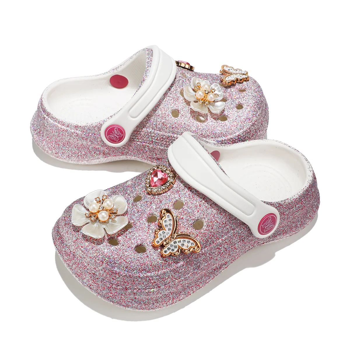 Glitzernde Clogs und Pantoletten für Kinder, leichte EVA-Gartenschuhe, rutschfeste Sandalen, atmungsaktive Slip-On-Schuhe für drinnen und draußen 168 – Detail 6
