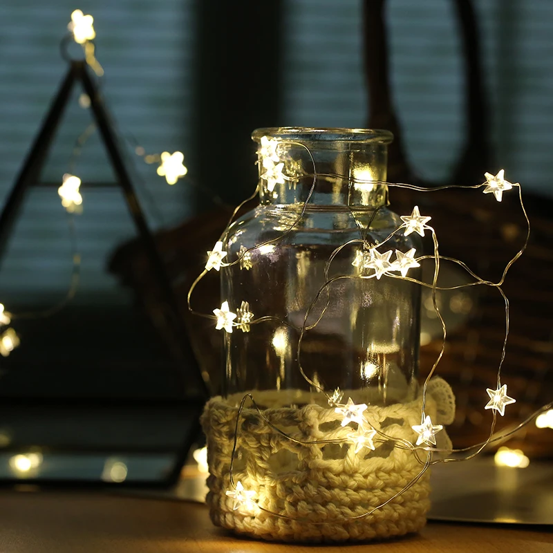 LED Fairy Light String Star Snowflake Pendants Garland Lights Bedroom Outdoor Garden Wedding Party Christmas New Year Decoration