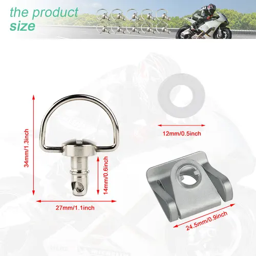 Imagen 2 del producto Sujetador de carenado de carrera de giro con anillo en D de liberación rápida para motocicleta de 14mm Universal para Honda Yamaha Suzuki Kawasaki Ducati Aprilia