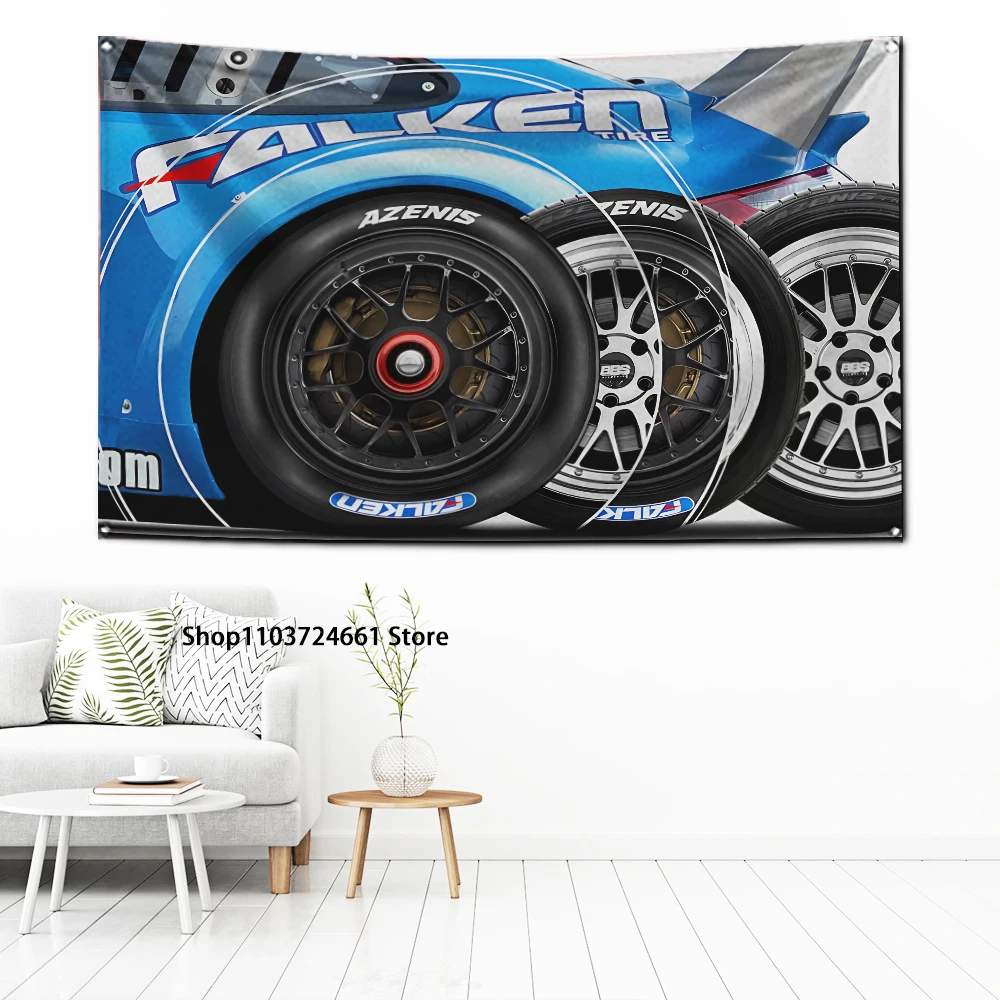 60x90cm Falkens Tire Flag Polyester Digital Printing Banner for Garage Wall Art Out Door Decoration