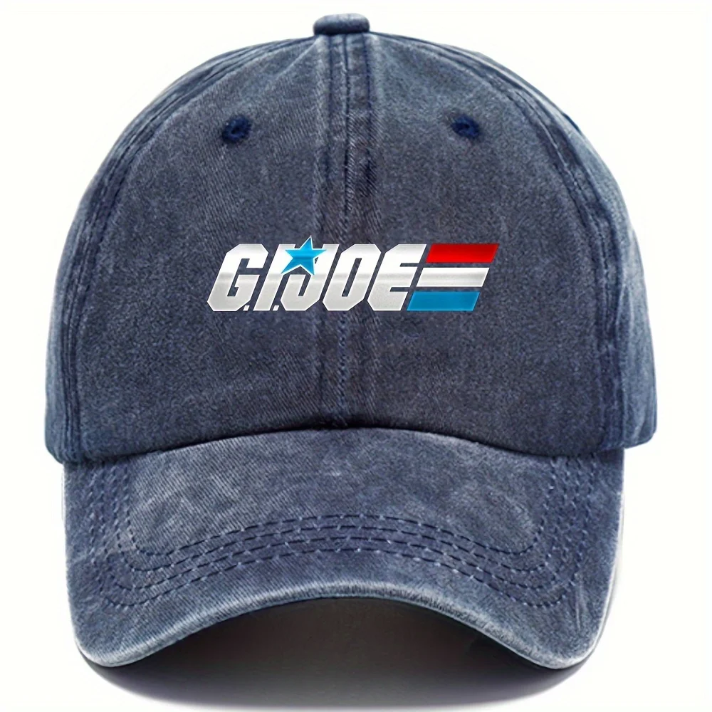 Unisex Vintage Washed Distressed Baseball Cap G.I. Joe Print Cotton Casual Hat, Adjustable, Hand Wash Only