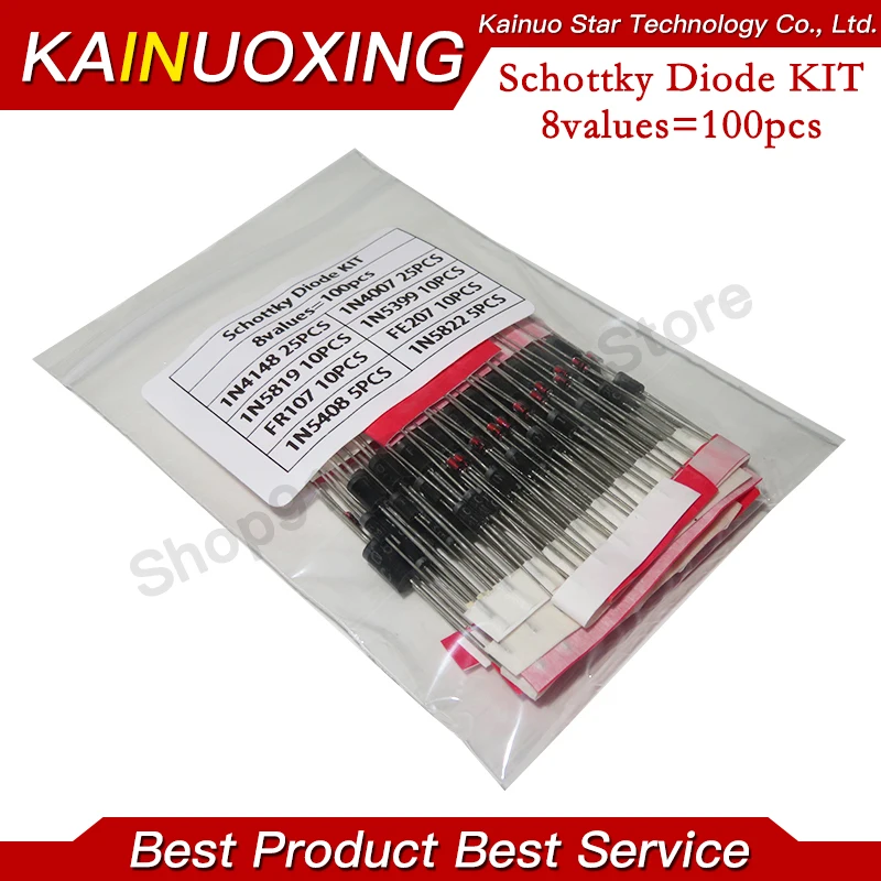 8 Value 50/100pcs schottky diode Rectifier Diodes kit 1N4148 1N4007 1N5819 1N5399 1N5408 1N5822 FR107 FR207 Fast Switching Diode