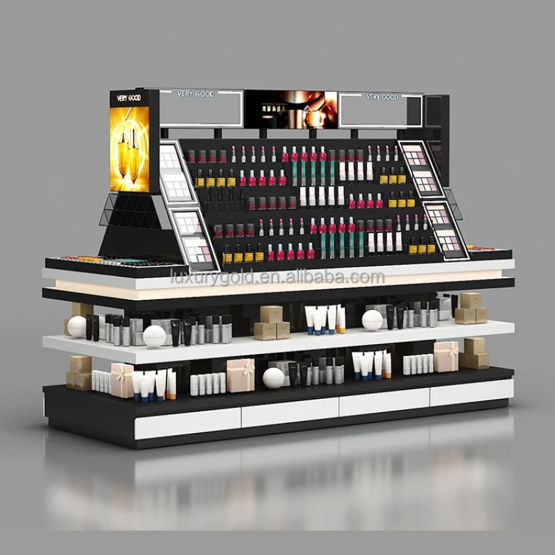 custom.Custom Logo Retail Display Cosmetics Mall Luxury Cosmetics Display Professional Makeup Store Display