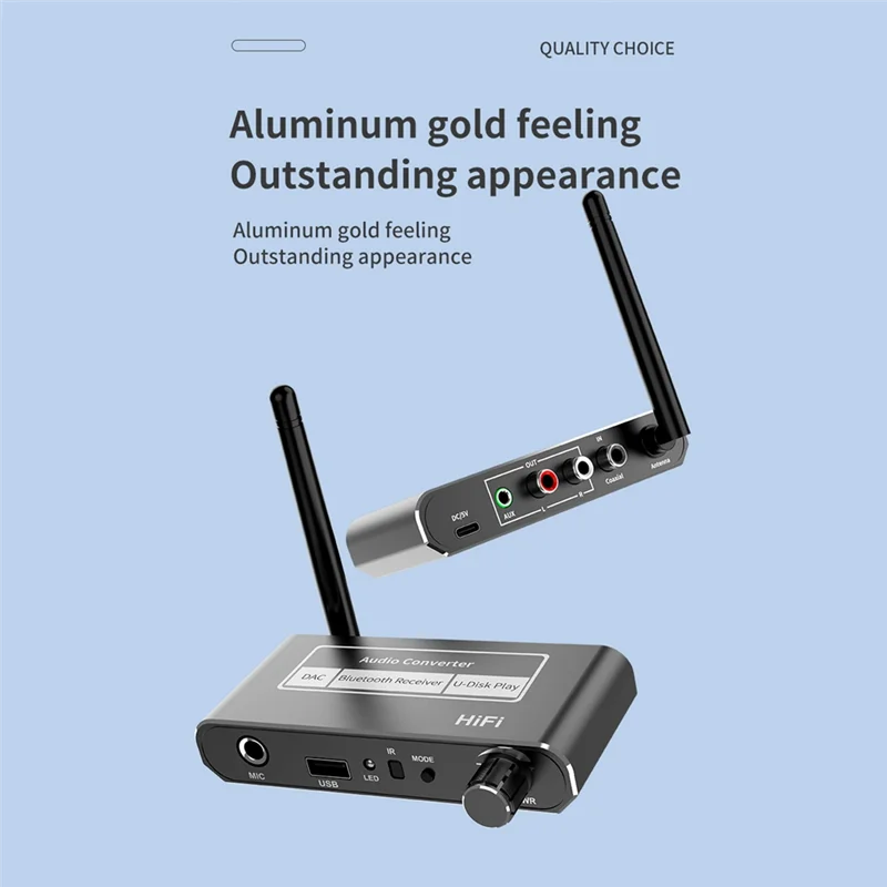 POP-lHIFI Penerima Audio Bluetooth 5.2 Koaksial/Mic/USB Input U-disk 3.5MM/L R RCA Output Adaptor Nirkabel untuk Mobil KTV