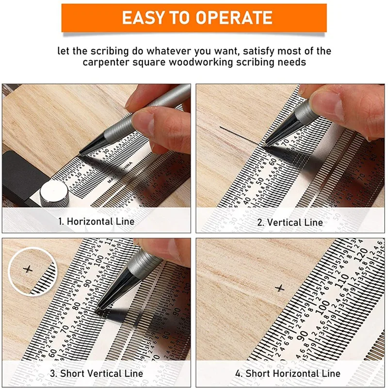 200Mm And 300Mm High-Precision T Square Ruler, Ultra Precision Marking Ruler, Stainless Steel T Type Hole Ruler