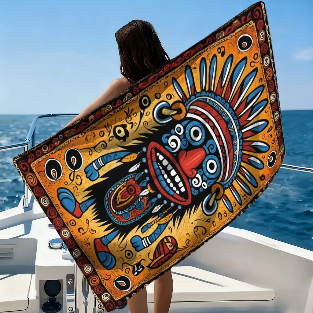 1pc Primitive Funng Beach Towel Large Vintage Towel Super Absorbent Suitable for Beach Vacation Pool Summer Gift for Friends