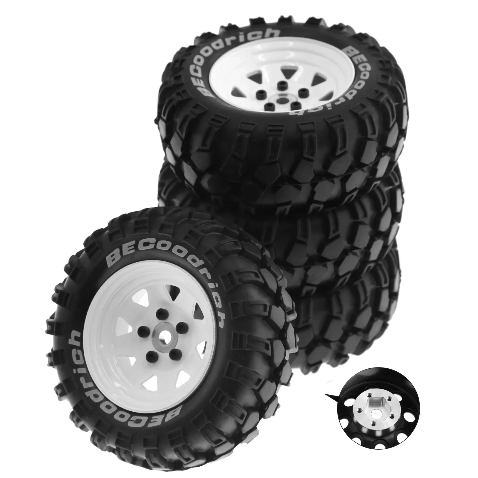 

4pcs 93mm Metal 1.9" Beadlock Wheel Rim Rubber Tire Set for 1/10 RC Crawler Car Traxxas TRX4 RC4WD D90 D110 Axial SCX10 MST