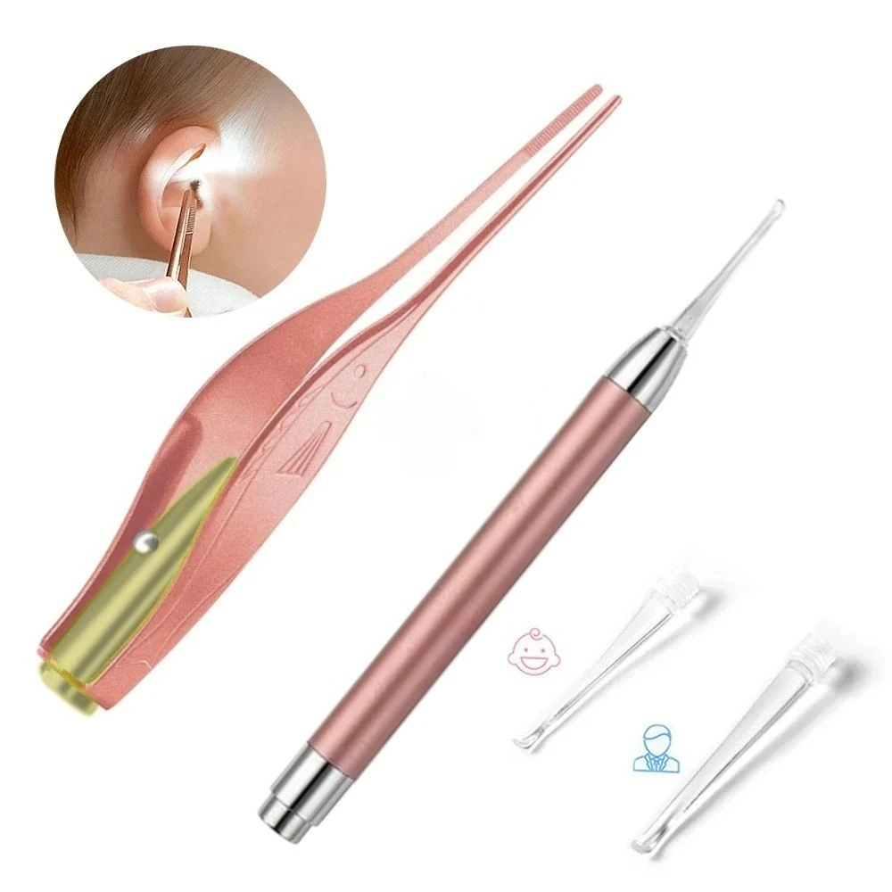 Stainless Steel Luminous Ear Scoop with Light Visual Ear Cleaner Handy Ear Picking Tool Flashlight Earpick for Children Ear Care