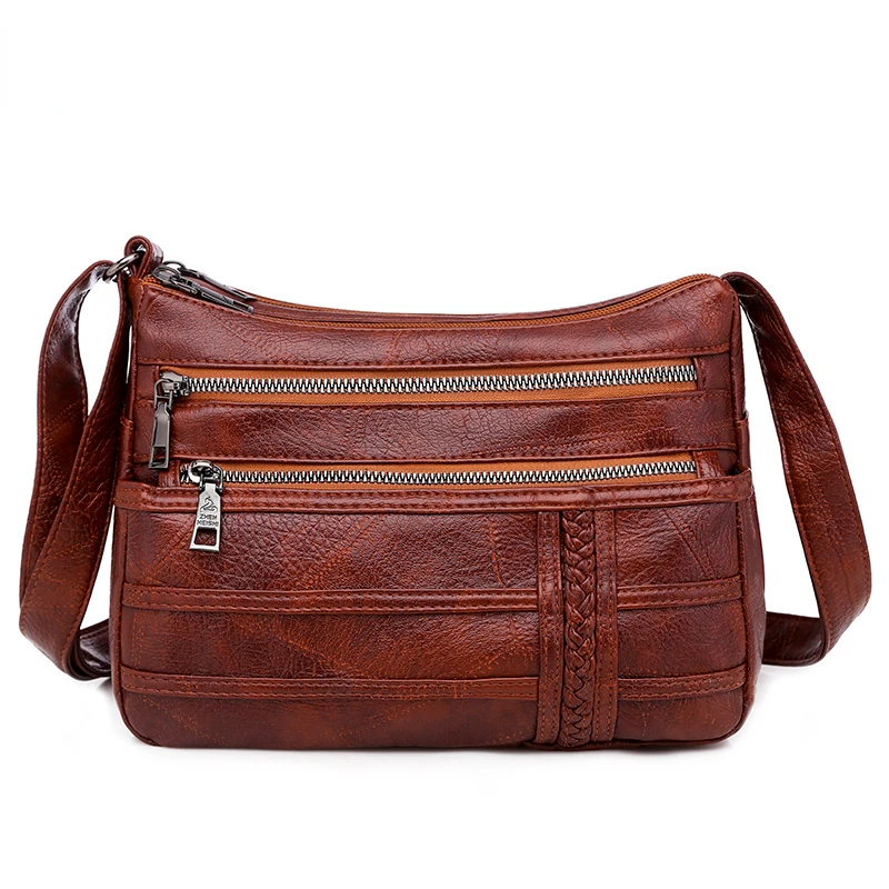 Vintage Satchel Crossbody Bag for Women Lightweight Multi Pockets Messenger Shoulder Purse Top Zipper Bags