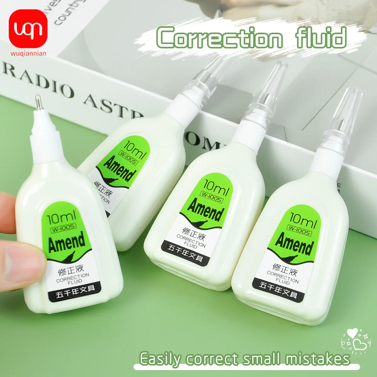 

WQN-3/6/12PCS High-Quality Fast-Drying Correction Fluid 10ml Metal Fine Tip Correct Mistakes Student And Office Stationery