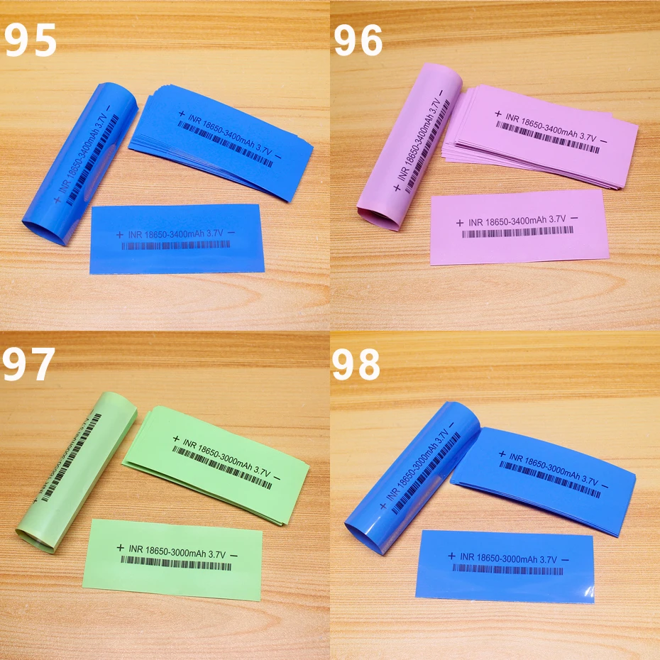 100 unids/lote piel de embalaje retráctil para batería de litio 18650 batería PVC película termorretráctil funda aislante piel de embalaje
