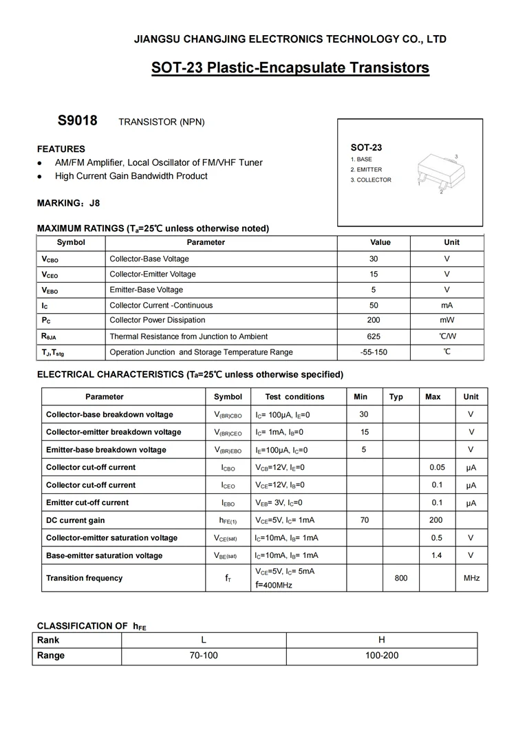 3000 Stück S9012 S9013 S9014 S9015 S9018 2T1 J3 J6 M6 J8 SOT23 NPN PNP 18/25/45V 50/100/500mA 9012 9013 9014 9015 SMD Transistor – Detail 5