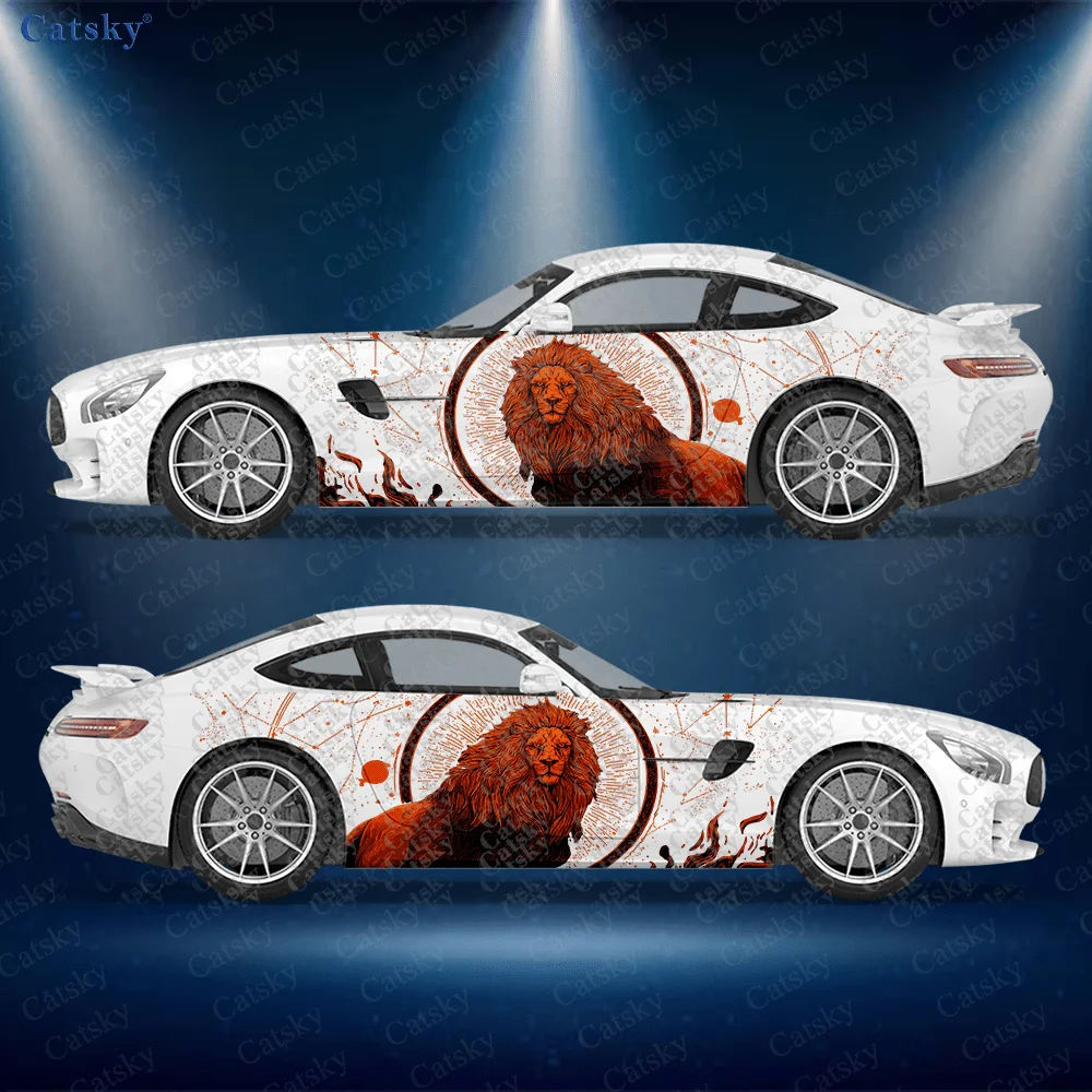 

2 шт. наклейки на боковую часть автомобиля «Лев с ореолом», самоклеящиеся, из водонепроницаемого и устойчивого к царапинам ПВХ, аксессуар для автомобиля, подарок