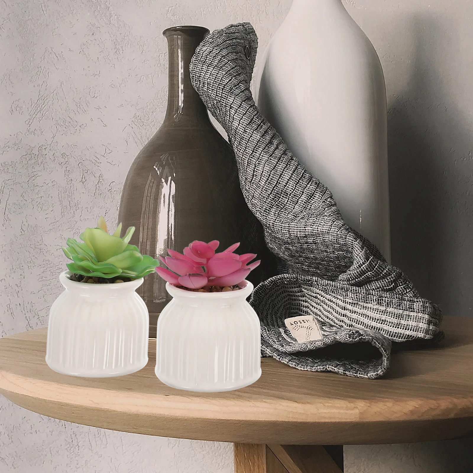 

6 Pcs Faux Plants Indoor Simulated Succulent Artificial Succulents Potted Office Desktop