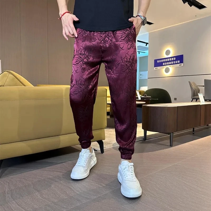 

Streetwear Summer Pants Men's Casual Pants Baggy Pants Ice Silk Haren Pants Silk Smooth Breathable Sports Pants Men's Clothing