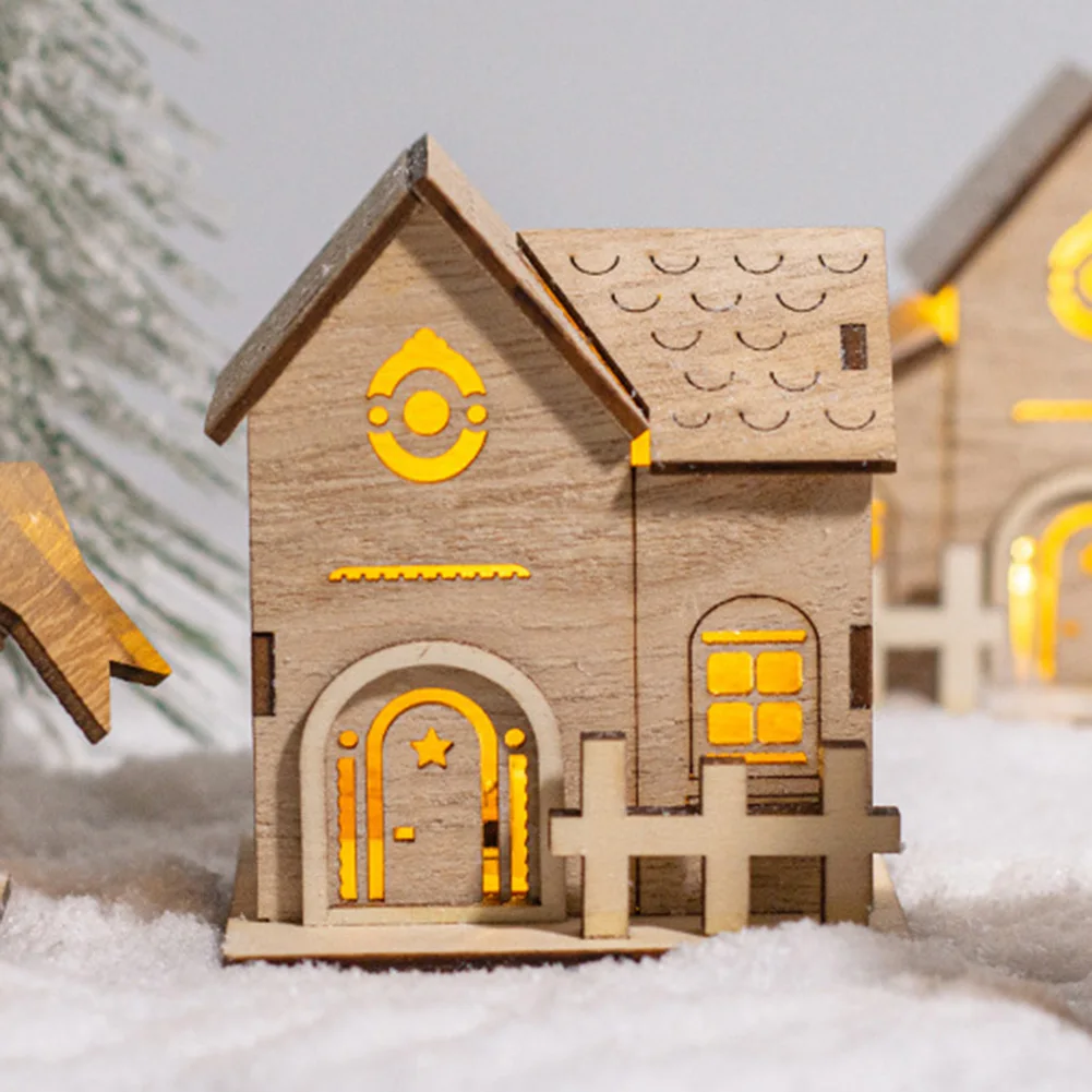 

Christmas LED Light Wooden House Luminous Cabin Merry Christmas Decorations For Home DIY Xmas Tree Ornaments Kids Gifts New Year