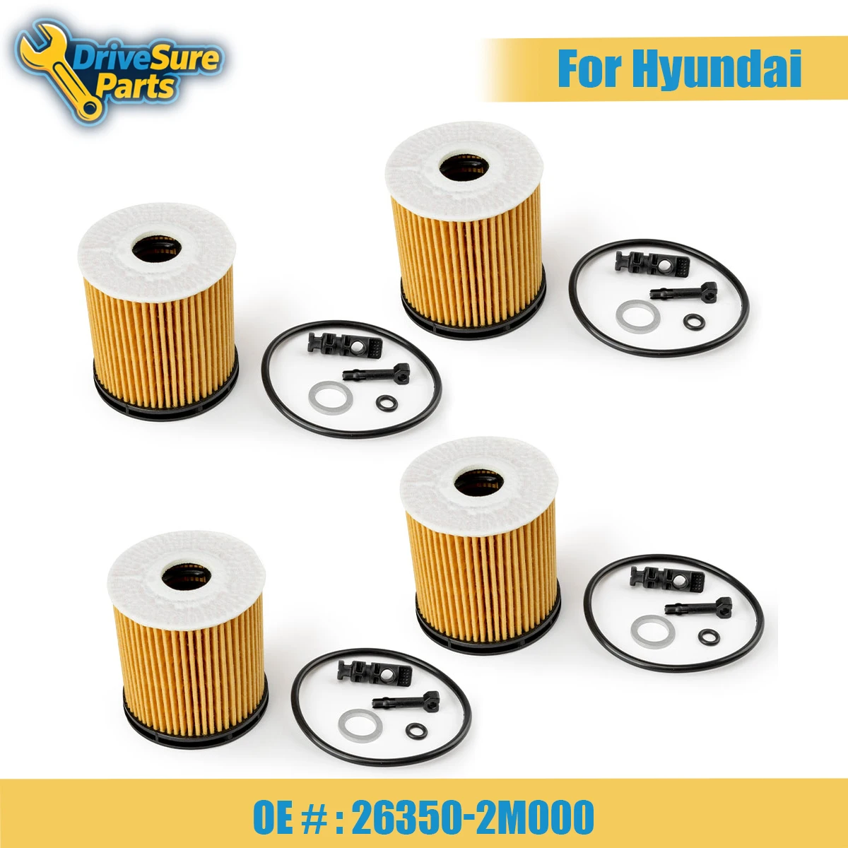 

26350-2M000 4PCS Filter Assy-engine Oil w/Seals For Hyundai Avante Elantra Venue Sonata k3 k5 optima 2019 - 2021 Car Accessories