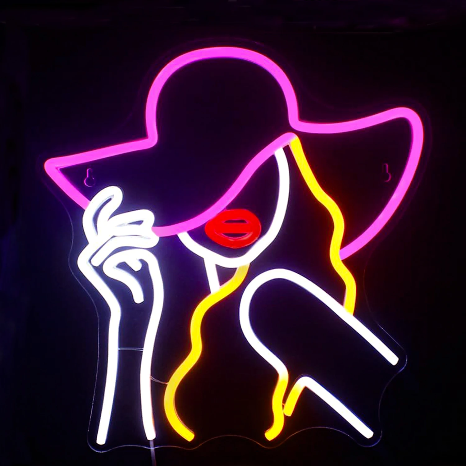 Imagem -03 - Western Cowboy Hat Neon Led Sinal Lady Luz Sinal Sexy Mulher Decoração da Parede Quarto Bar Loja