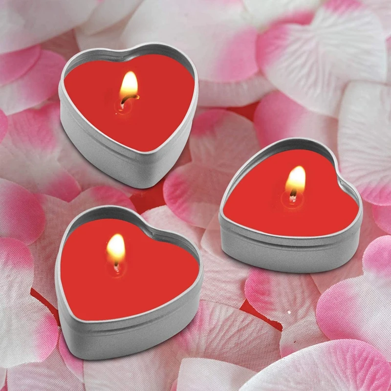 N85R-15 Pcss 심장 모양 금속 통 양초 항아리 양초 용기 양초 통 양초 만들기, 사탕을위한 빈 양초 항아리