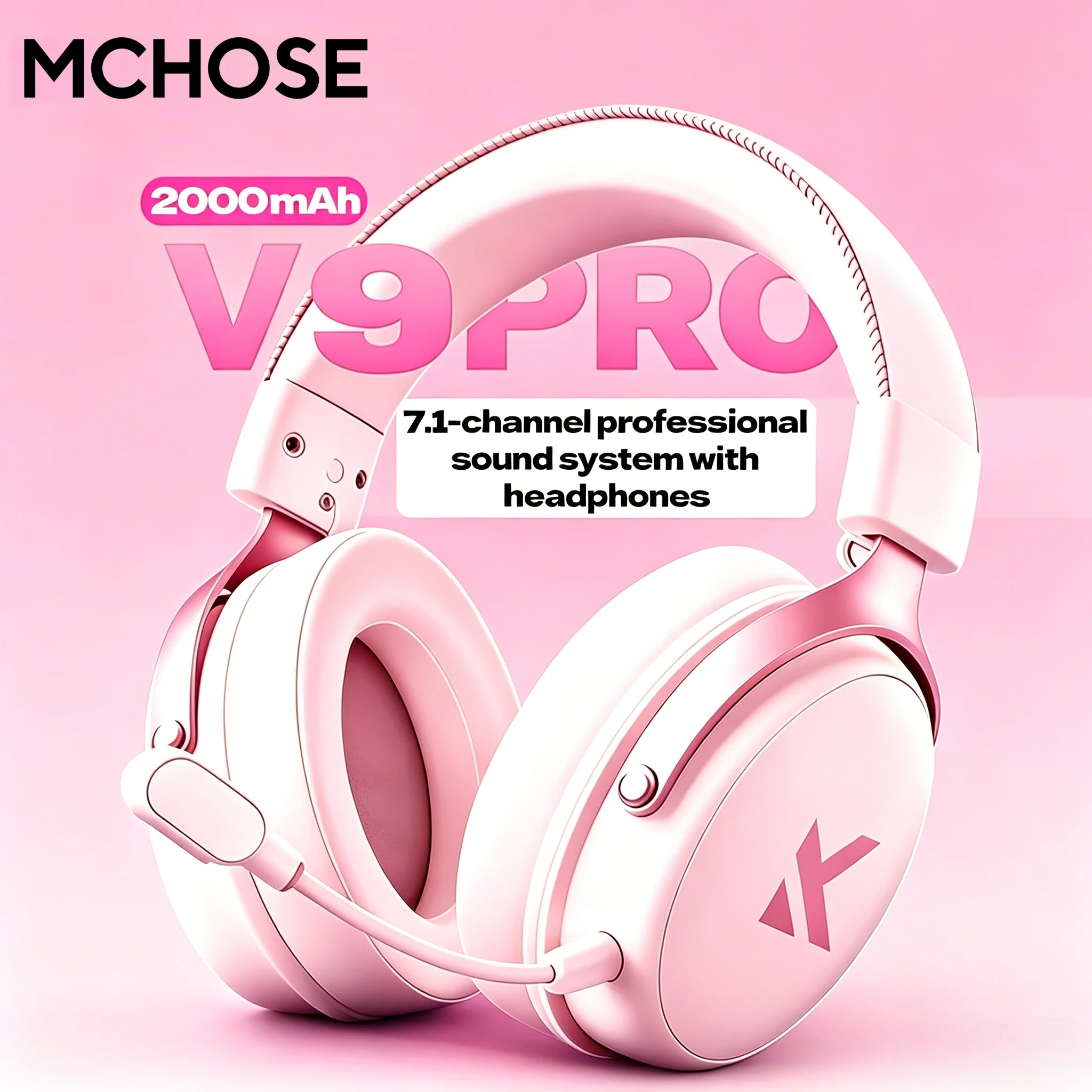 MCHOSE V9 Pro Gaming Wireless Headset7.1 Surround Sound Headphones Noise Canceling Mic Low Latency Lightweight for PS5 PC SWITCH — product photo 1 of 1