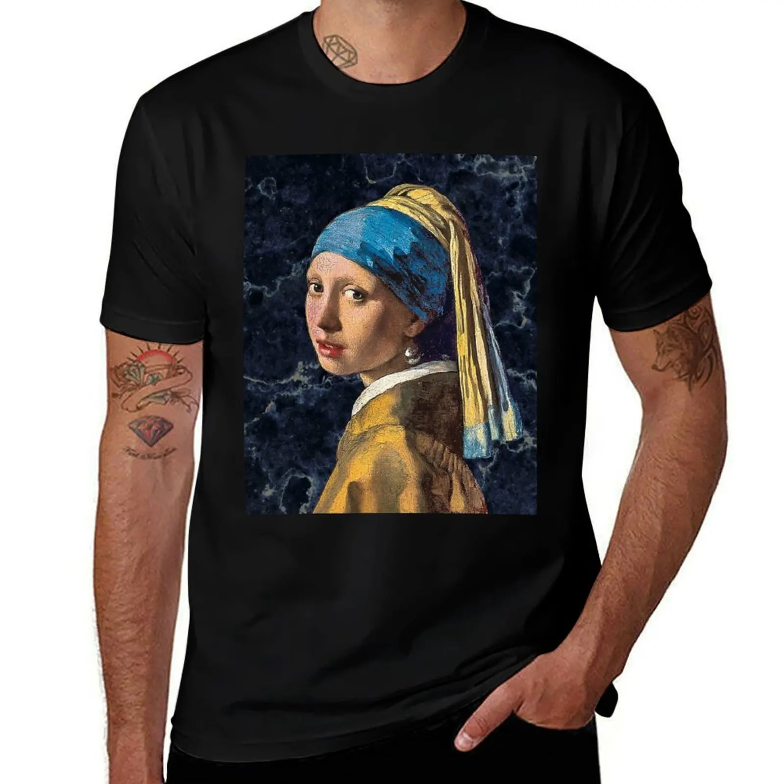 Girl with a pearl earring T-Shirt Fashion Casual Short Sleeve T-Shirt