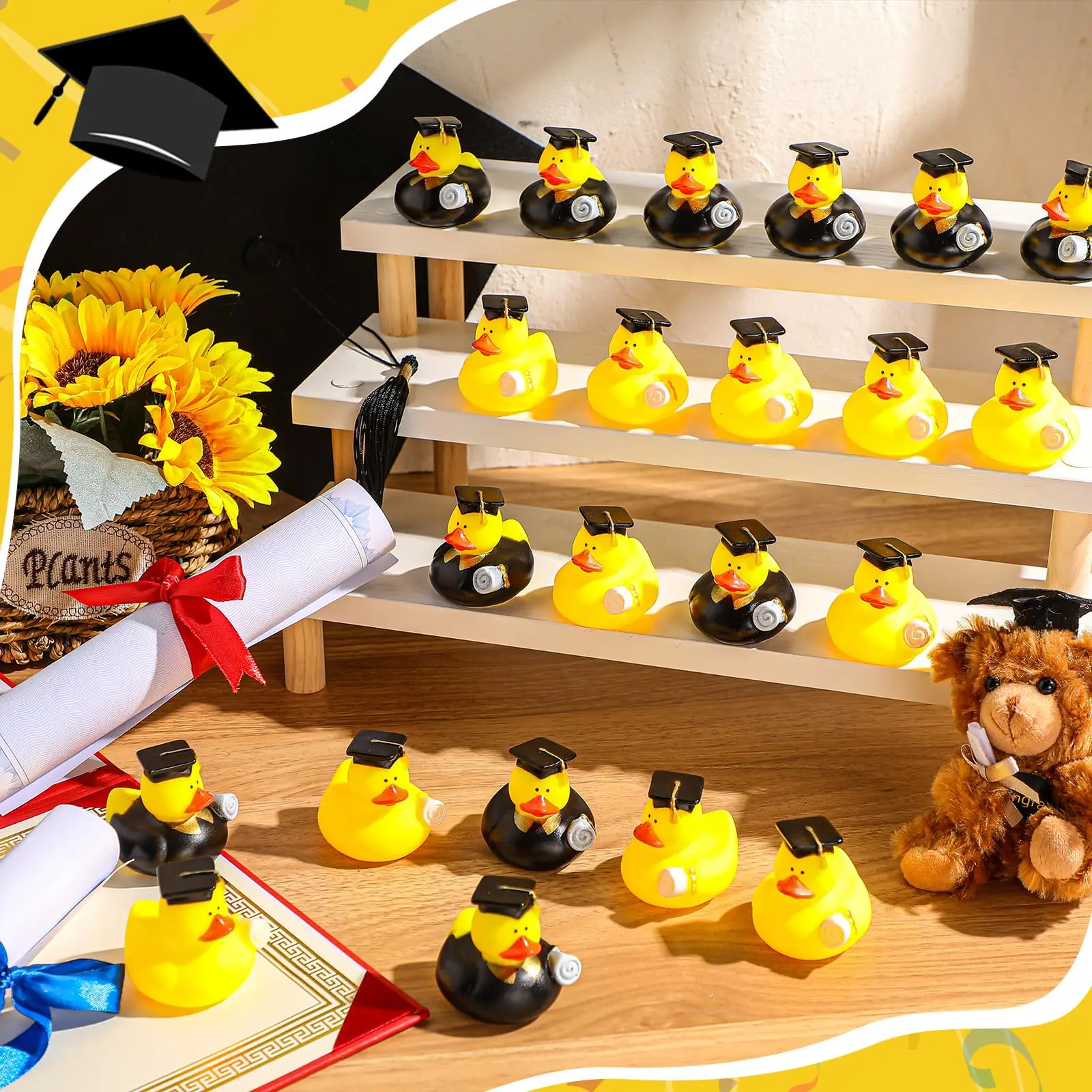2" Rubber Ducks in Bulk Graduation Diploma Tiny Rubber Duck 2025 Grad Cruise Ducks for Adults Graduates Gift Prize Gradu