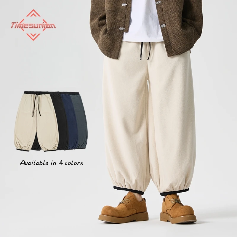 الرجعية حجم كبير الرجال الصوفية سميكة عارضة السراويل فضفاضة تناسب النمط الصيني السراويل الطويلة لخريف شتاء