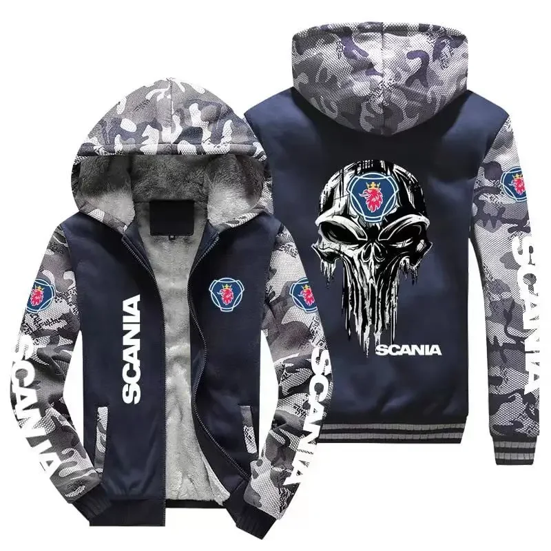 Nueva chaqueta con capucha de invierno para hombre, moda Scania, sudaderas informales de lana con forro de lana de alta calidad, abrigo con capucha