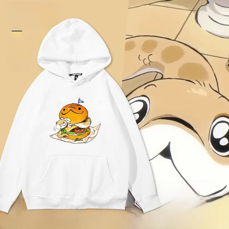 

Creative Fun Dragon Year Hoodie Sweatirt Cute Hot Dog Burger ex Long Sve Cotton Polyester Print Hooded Sweatirt