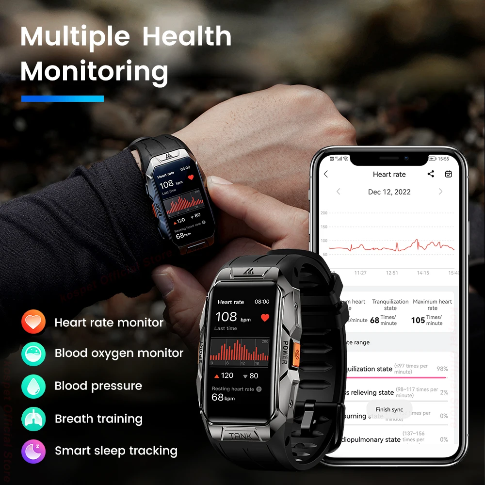 KOSPET Smart Watch 50+Days Standby Battery Life 3D Curved Corning Gorilla Glass Health & Fitness Tracker 70 Sports X1 Smart Band