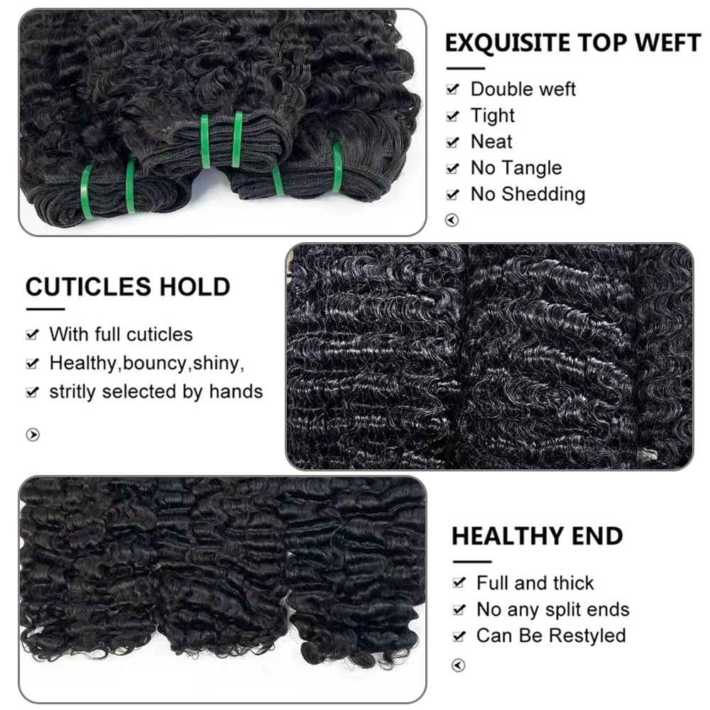 Megeen Natural Black 12-32 pollici 15A capelli vergini non trattati fasci di capelli umani ricci birmani 1/3/4 pezzi estensione dei capelli tessere 1B