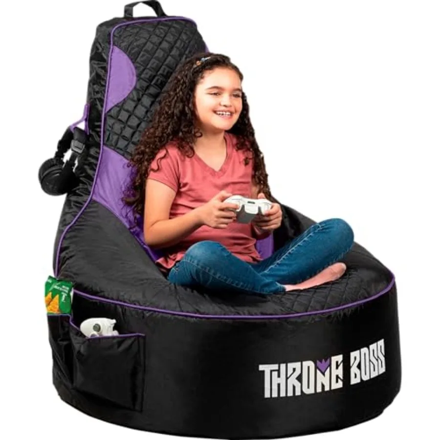 

Gaming Bean Bag Chair Cover for with High Back Floor Gaming Chair Cover Easy to Clean Fabric Large Side Pockets Headphone Hange