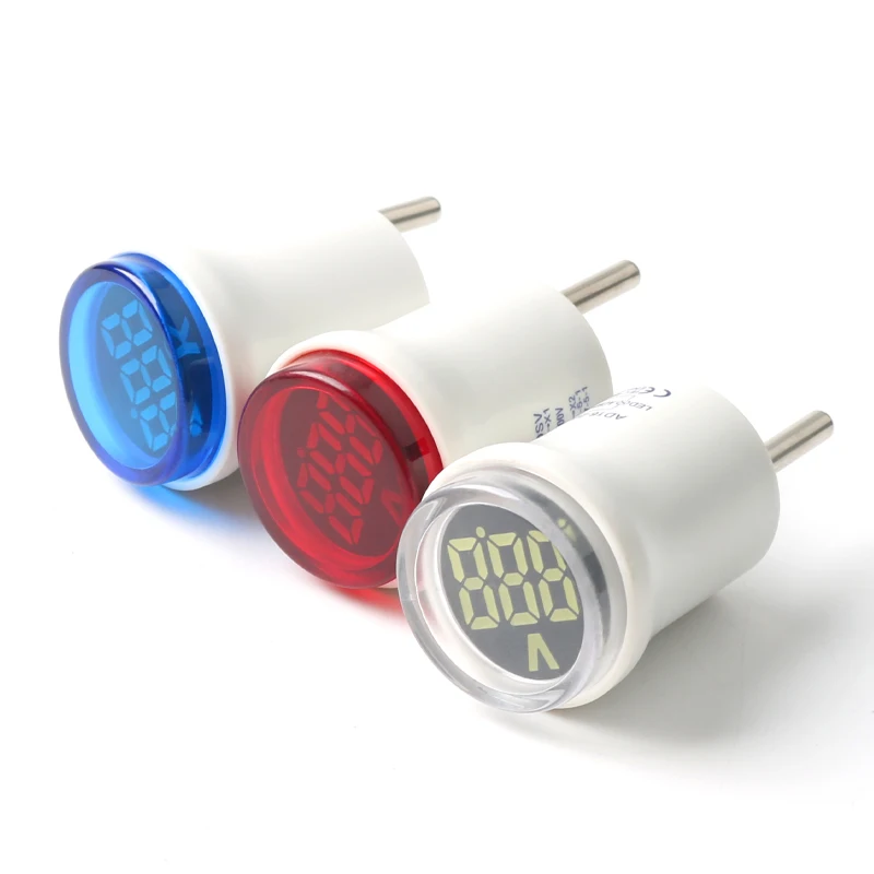 Round/Square Voltmeter Plug Type European Standard Direct Plug Universal  LED Digital Display Indicator AC220V/230V