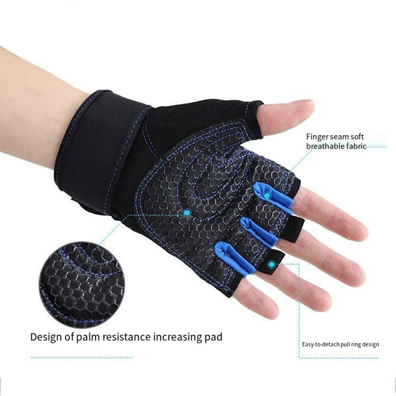 Fitness Gloves Fitness Heavyweight Training Gloves Men\'s Fitness Half Finger Non-slip Gloves Wrist Lifting Exercises