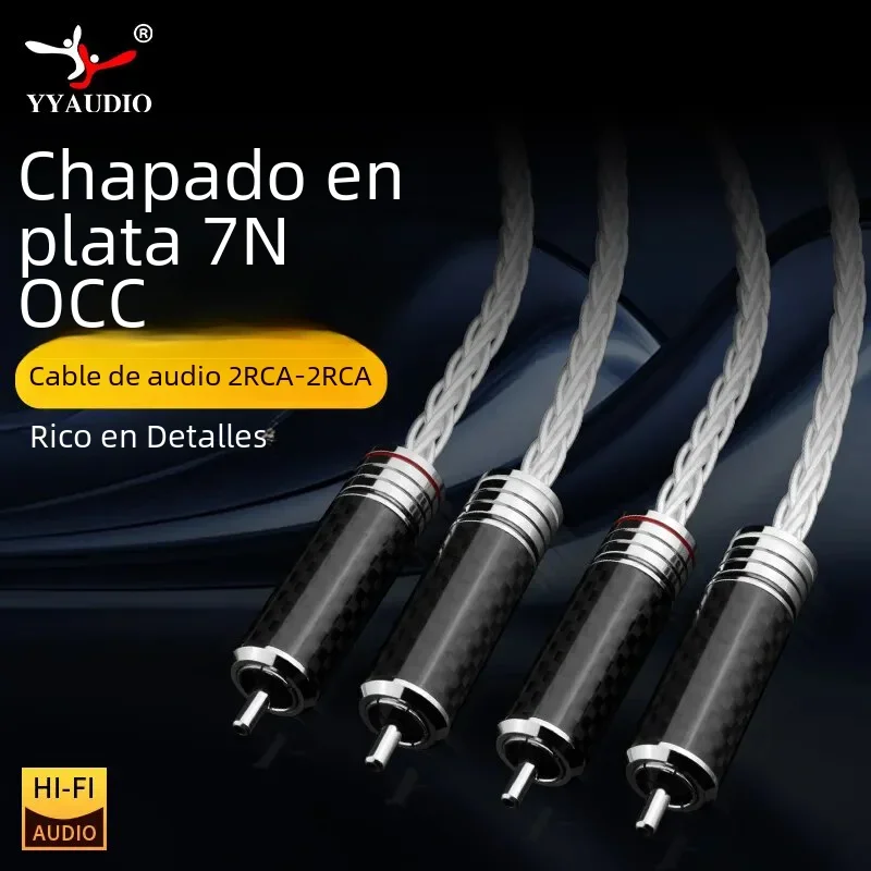 YYAUDIO-Cable de Audio estéreo Hifi 2 RCA macho a 2RCA macho, Cable de Audio estéreo para amplificadores de HDTV de cine en casa